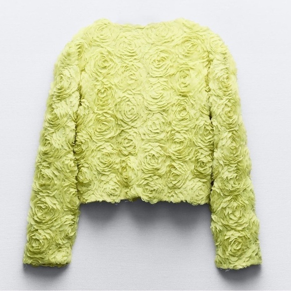 New ZARA Textured Floral Cardigan Jacket - Picture 4 of 6